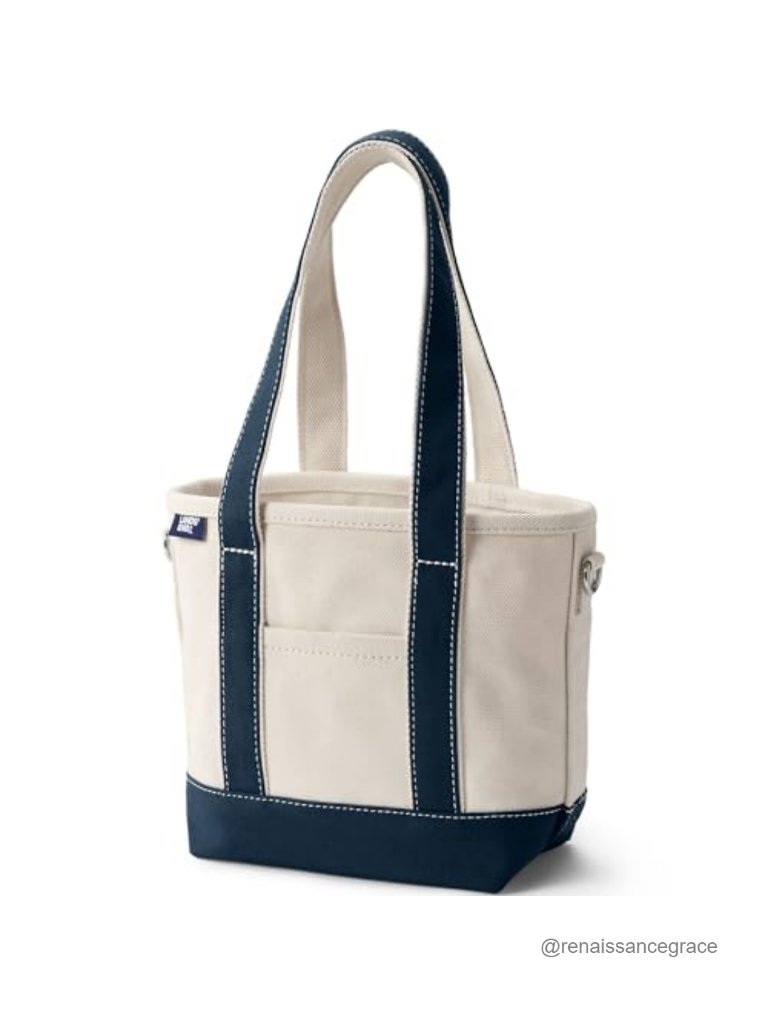 Canvas Open Top Tote Bag With Shoulder Handles - Structured Reinforced Base